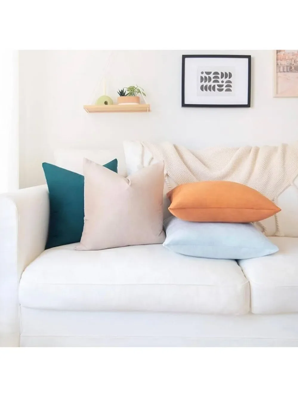Monday Moose Set Of Two Velvet Pillow Case Burnt Orange Teal 25x25